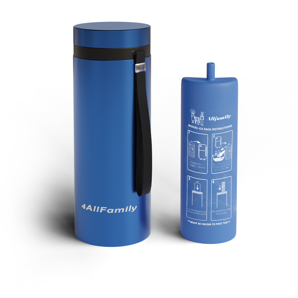 4AllFamily France - Nomad - Glacière Médicale Portable Pour Insuline et Médicaments - Bleu - Taille Grande