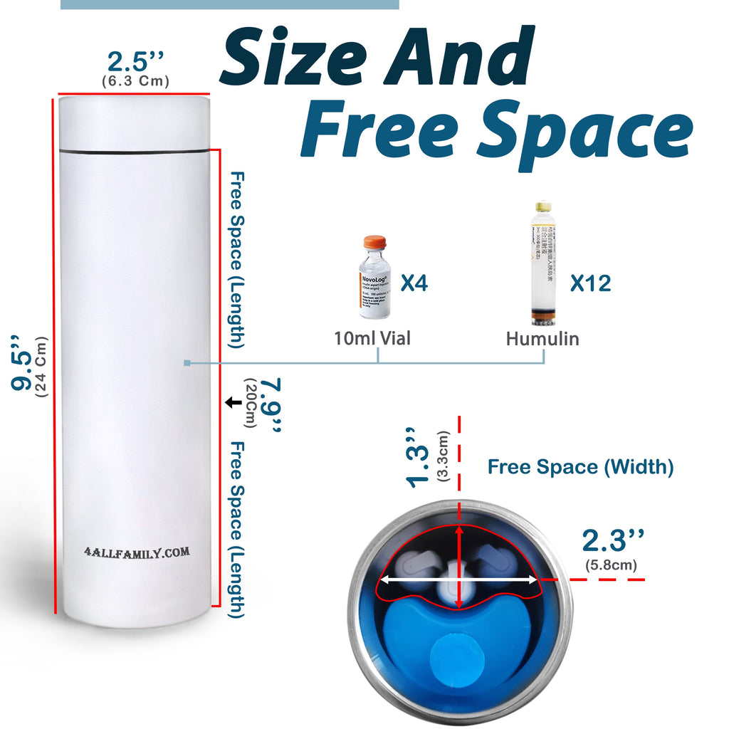 Nomad PRO - Glacière Médicale Pour Insuline et Injections - 4AllFamily France - Couleur Blanc - Contenance pour flacons et stylos d'insuline