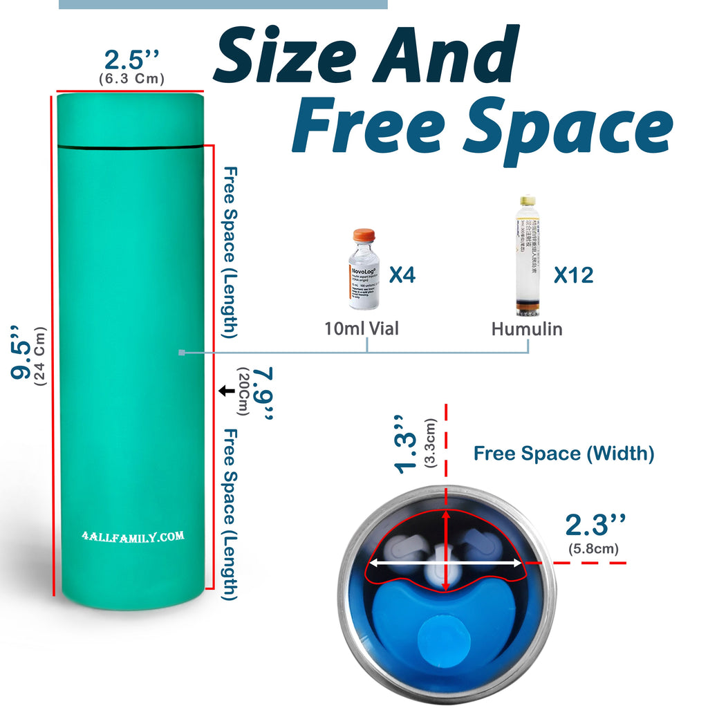 Nomad PRO - Glacière Médicale Pour Insuline et Injections - 4AllFamily France - Couleur Vert - Contenance pour flacons et stylos d'insuline 