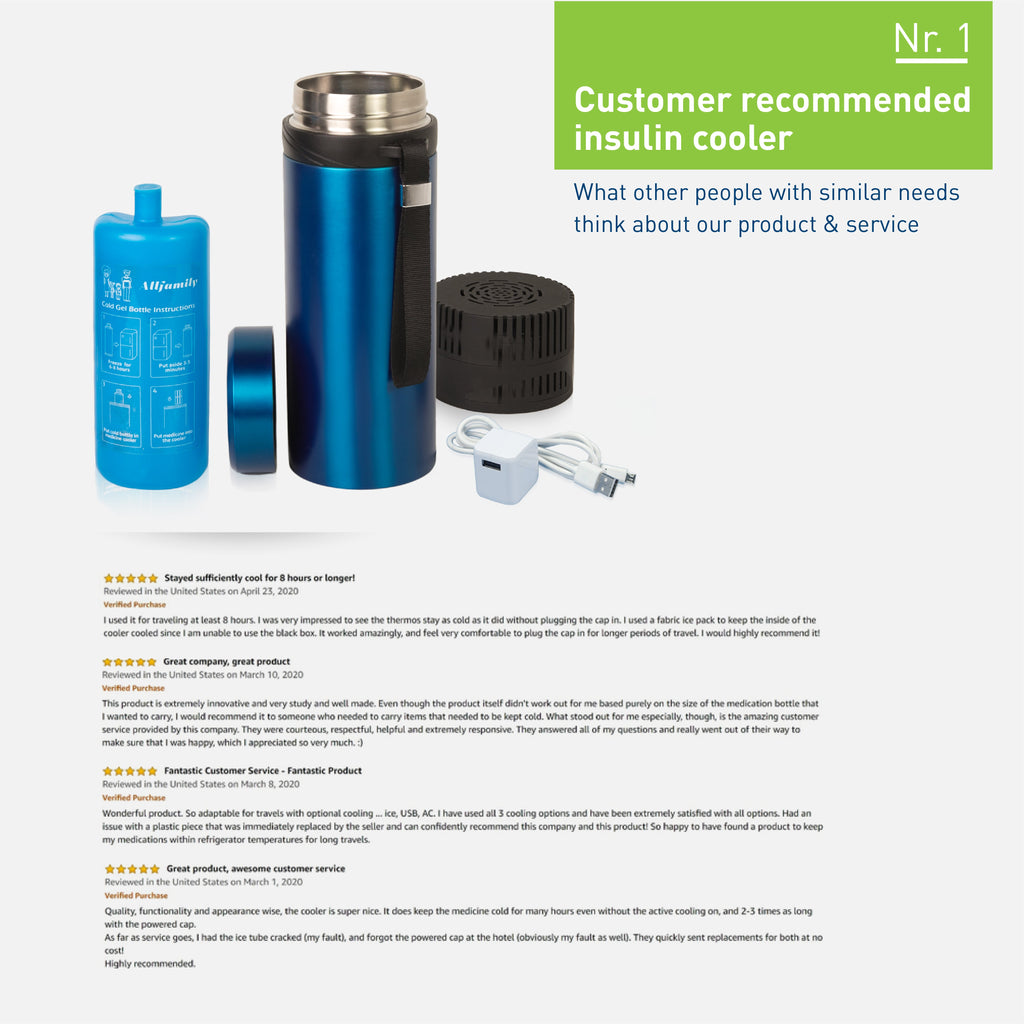 4AllFamily France - Explorer - Glacière de Voyage Pour Médicaments et Insuline - Bleue - Recommendations des clients