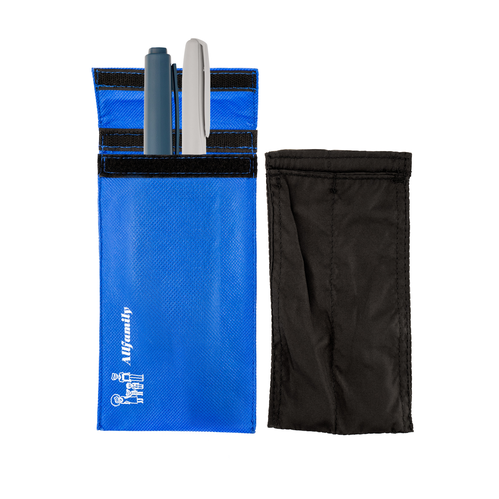 4AllFamily France - Chiller - Sac Isotherme pour Médicament et Insuline - Bleu - Taille Moyenne pour 2 stylos d'insuline