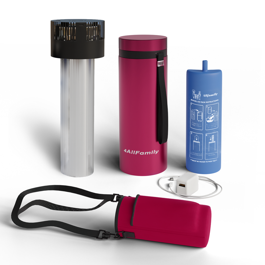 4AllFamily France - Le Voyager  Mini Frigo Portable Pour Insuline et Médicaments - Magenta