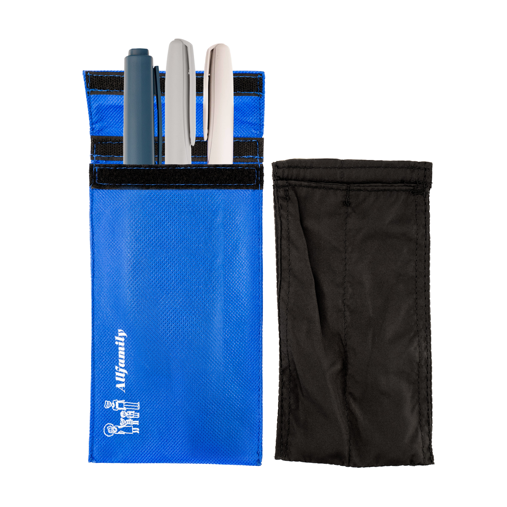 4AllFamily France - Chiller - Sac Isotherme pour Médicament et Insuline - Bleu - Grande taille pour 3 stylos d'insuline