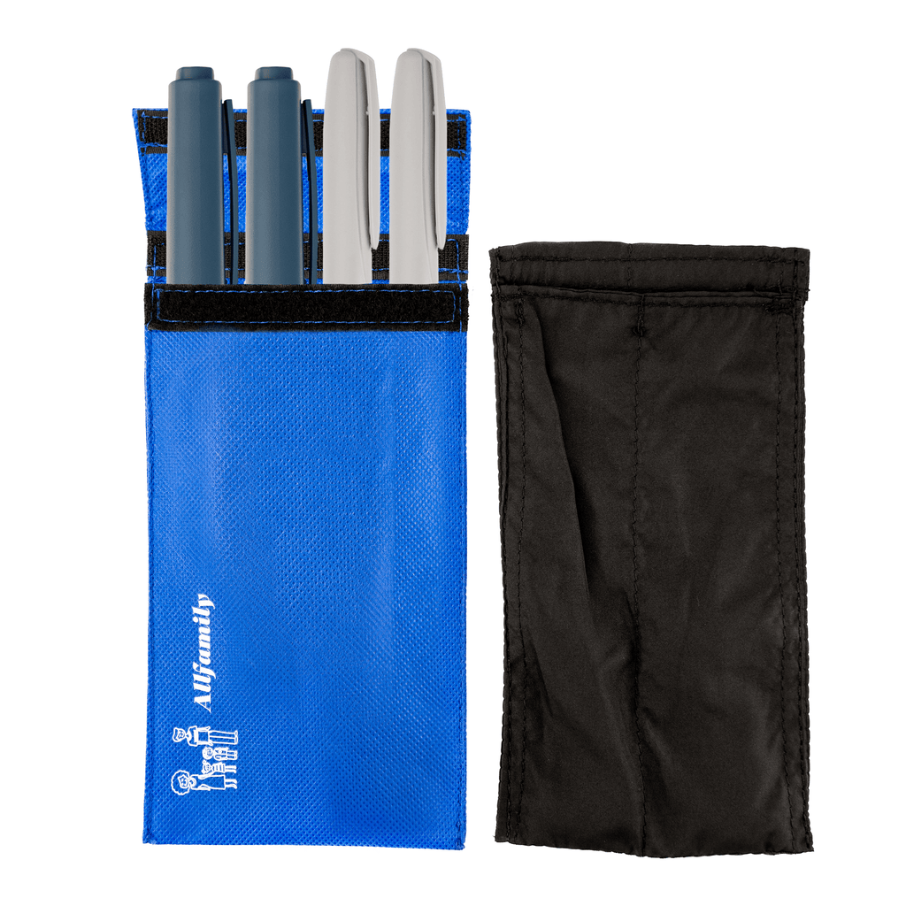 4AllFamily France - Chiller - Sac Isotherme pour Médicament et Insuline - Bleu - Taille XL pour 4 stylos d'insuline