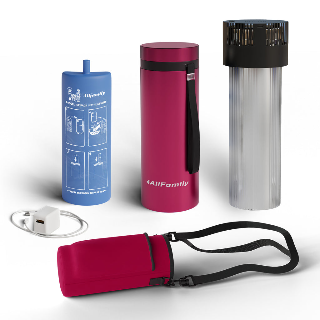 4AllFamily France - Le Voyager  Mini Frigo Portable Pour Insuline et Médicaments - Magenta Taille XL 
