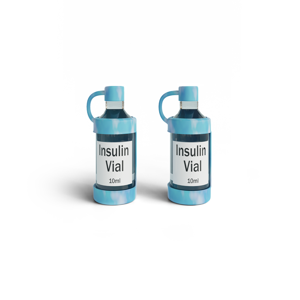 4AllFamily France - Vial Guard - Étui Flacon Insuline - Pack de Deux - Bleu - Grande taille