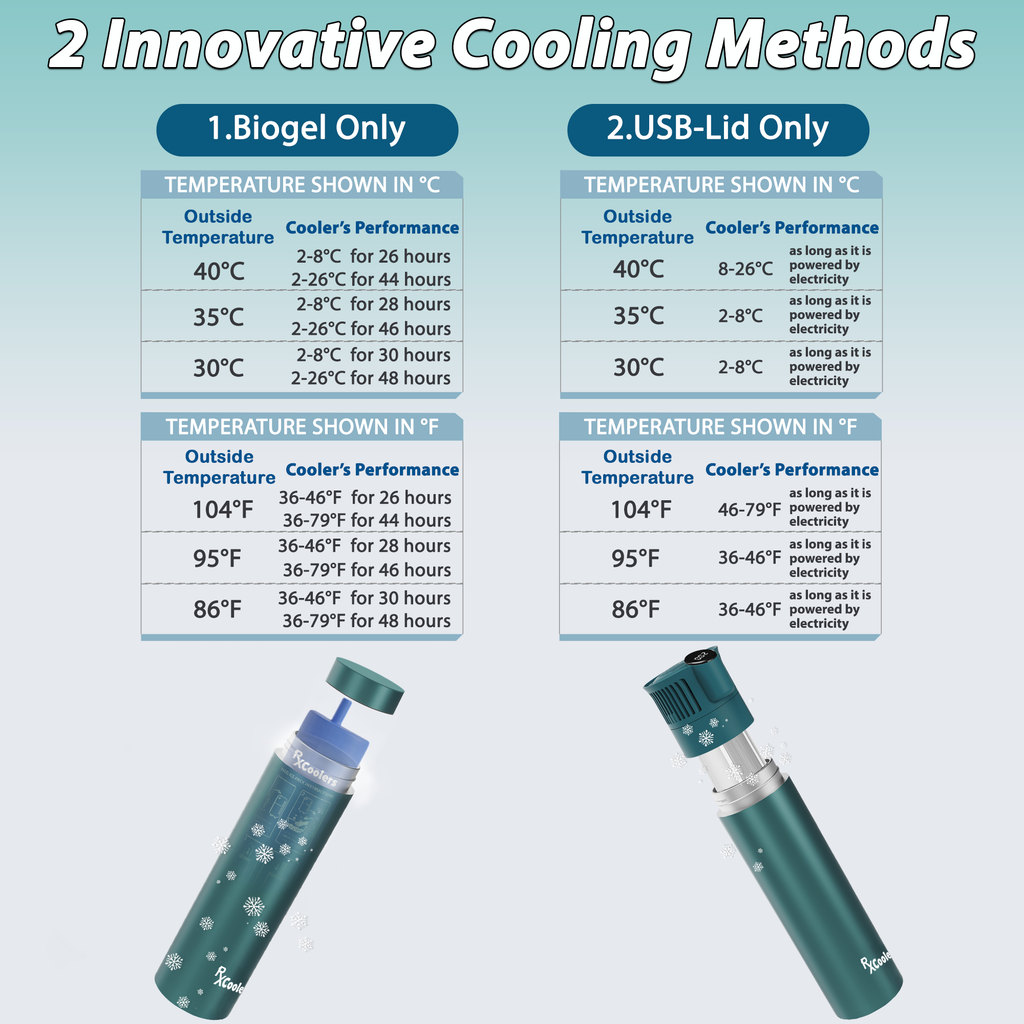 4AllFamily France - RxCoolers Mini - Mini Glacière Électrique Pour Médicaments et Insuline - Couleur verte - Performance de refroidissement selon la température ambiante